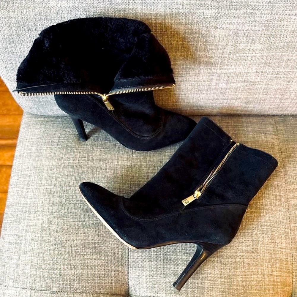 COACH Suede With Sheepskin Fur Ankle Boots